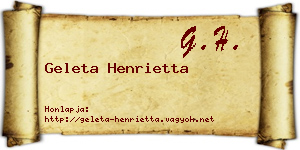 Geleta Henrietta névjegykártya